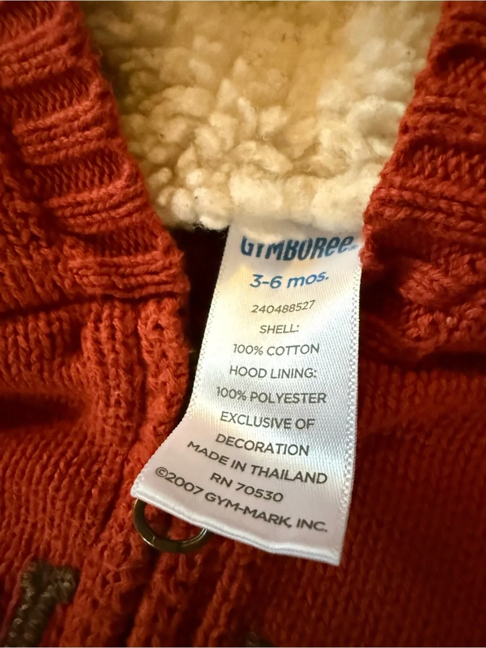 Gymboree 2000s 'Cowboy' Sherpa-Lined Hooded 100% cotton Knit sweater 3-6 months